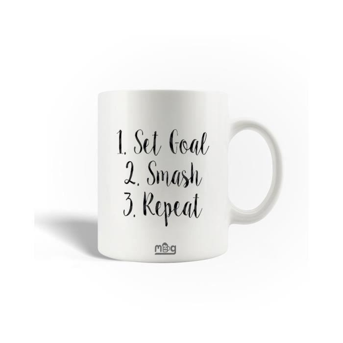 Керамическая кружка - MANIACASE - Цитата Set Goal Smash Repeat - 30cl - Подходит для мытья в посудомоечной машине - Белый