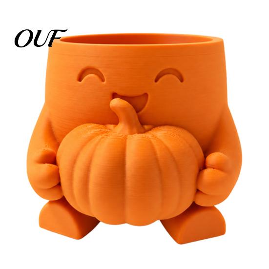 Holiday Gift for Desk 3D Printed Cute Pumpkin Succulent Planter, Halloween Cartoon Character Planter Pot, Durable Plastic Storage Bin Desktop