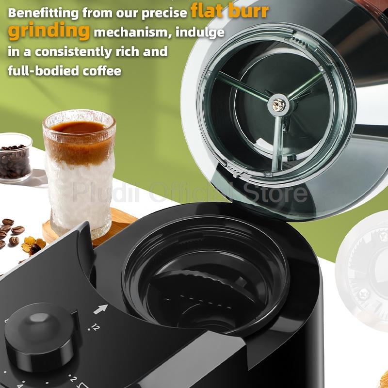 500RPM Auto Burr Coffee Mill 2-12 Cup Setting Detachable Stainless Steel Electric Crinder Clean for Home Barista Coffee Lovers