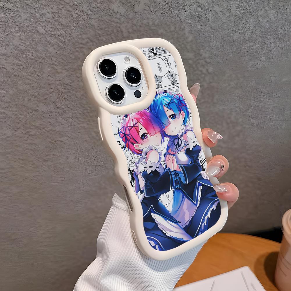 Чехол для мобильного телефона ReZero Rem Ram с волнистым краем из ТПУ для iPhone 17 16 15 14 13 12 11 Air Pro Max Plus Цветная крышка