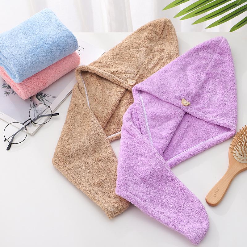 Женская быстросохнущая шапочка для волос: Суперабсорбирующее полотенце-тюрбан из кораллового флиса для ванны и после мытья головы