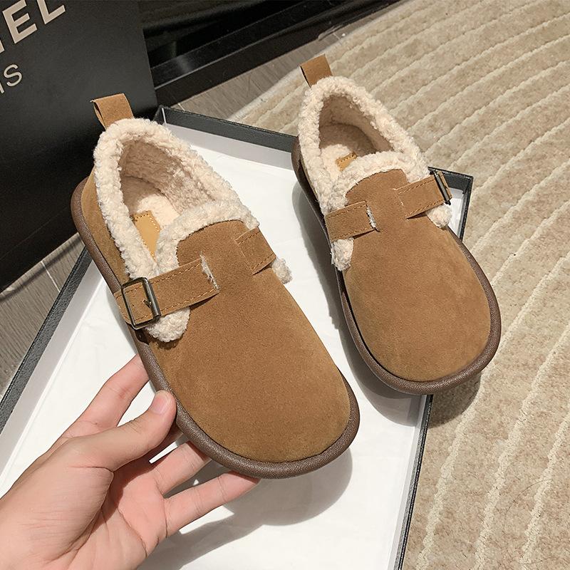 Большие размеры Boken Shoes и Hairy Shoes Женская уличная мода для осени и зимы Мягкая подошва хлопчатобумажной обуви с плюшевым утеплителем