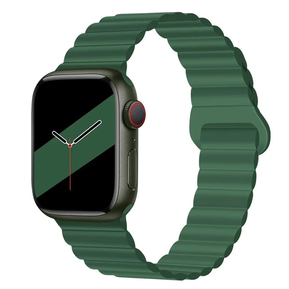 НОВЫЕ Оригинальные магнитные ремешки из жидкого силикона для Apple Watch band Ultra 2 Series 9 SE iwatch 42мм 44мм 45мм 49мм 38мм 40мм 41мм