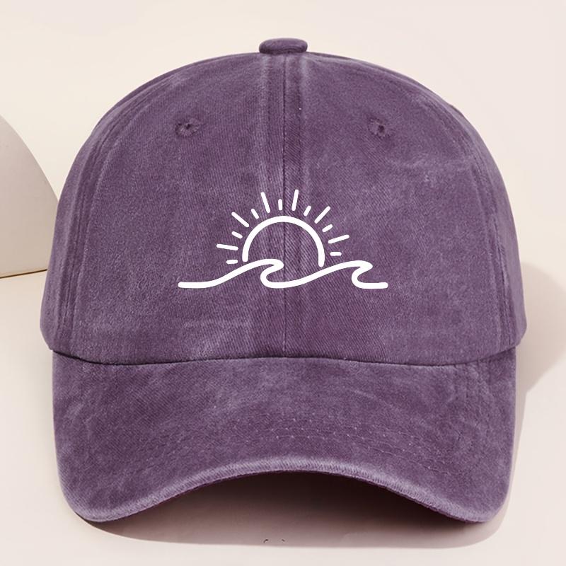 Sunrise White Printed Baseball Cap for Men and Women Fashionable Retro Outdoor Hat Versatile Peaked Cap