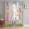 Easter Rabbit Wood Grain Sheer Curtains For Living Room Kitchen Window Curtains Bedroom Tulle Voile Curtains