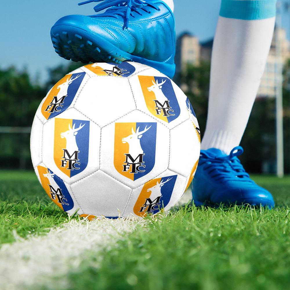 Футбольный мяч Mansfield Town FC, размер 5, разноцветный, подходит для всех возрастов, сшит на машине, материал ПВХ, соревновательного уровня, прочный и с высоким отскоком