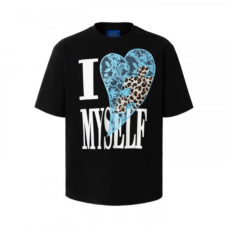 Leopard Lace Heart Print T-Shirt Couples Vintage American Style Loose Fit Short Sleeve Unisex Casual