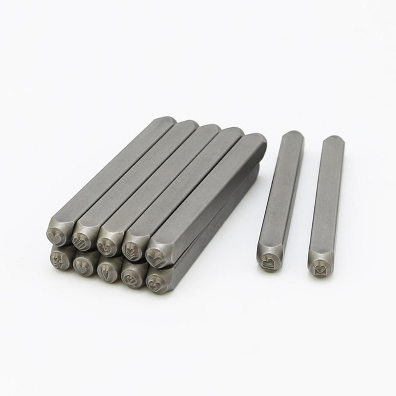 Набор из 12 металлических штампов 1/8'' (3mm) Набор штампов "Сердце и Животные" Инструмент для штамповки по металлу, коже, дереву