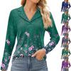 Женская мода для отдыха с длинным рукавом и V-образным вырезом с цветочным принтом