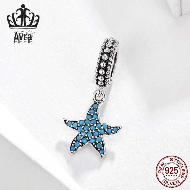 2020 Sterling Silver Starfish Blue Charm Pendant for DIY Bracelets & Necklaces