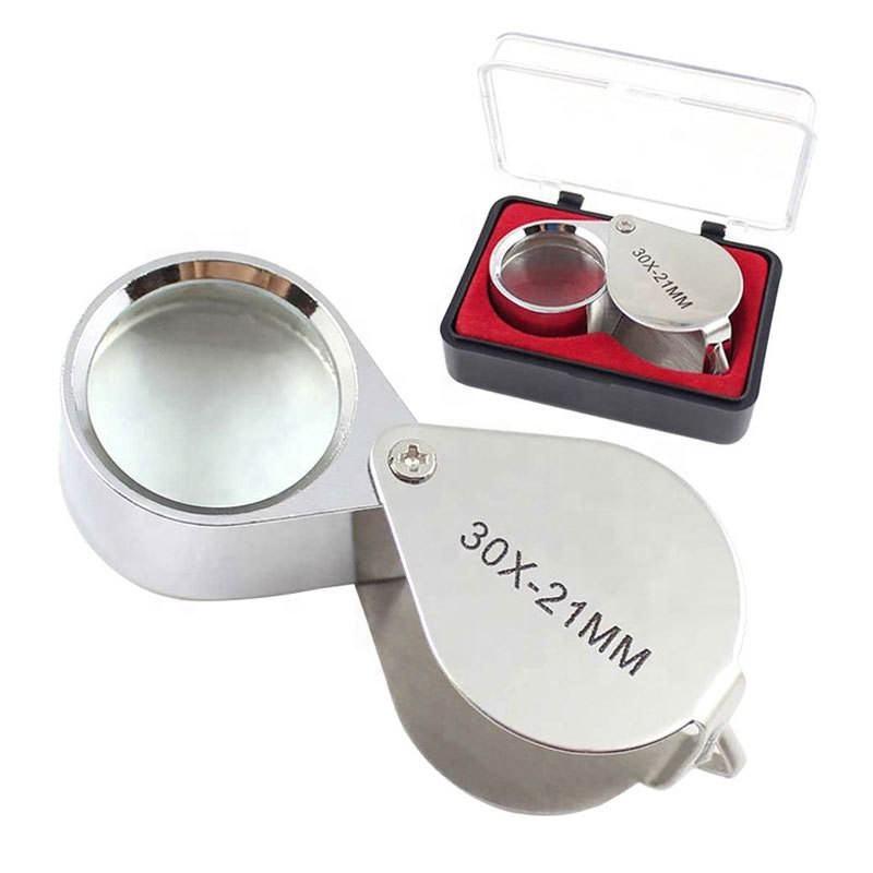 10X / 20X / 30X Jeweler Loupe Glass Loupe Metal Round Body Jewelers Eye Loupe Magnifier Magnifying 21mm