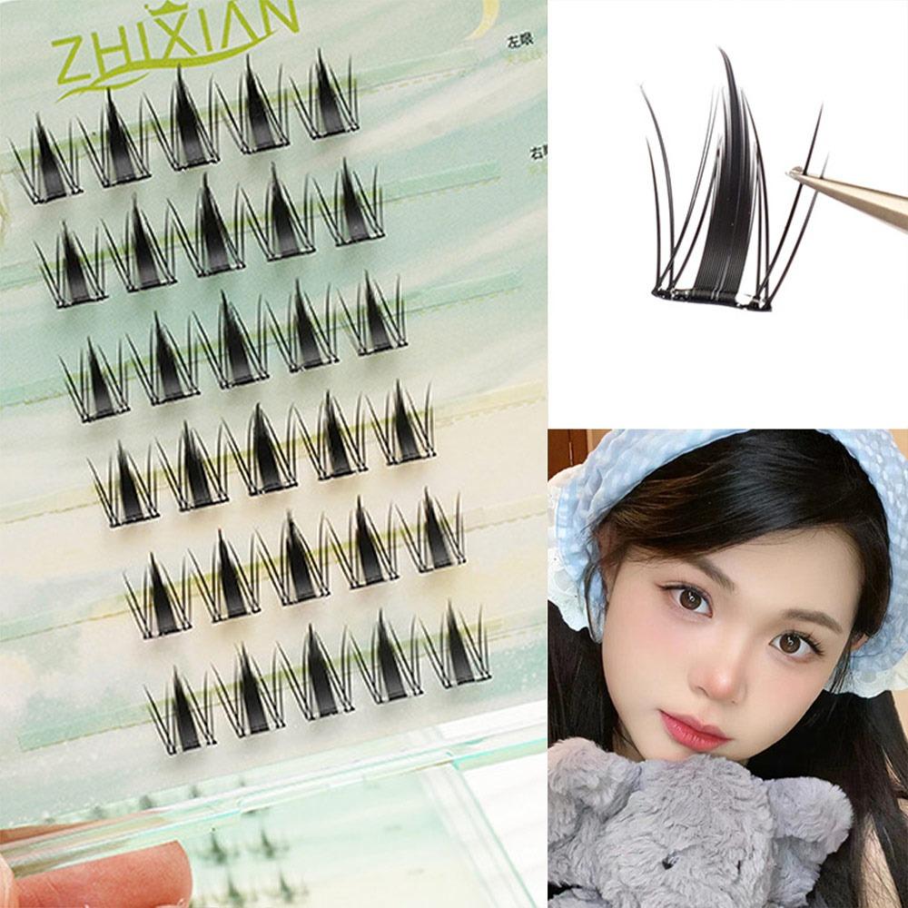 Glue Free Manga Lashes With Jelly Glue Strips 3D False Eyelashes Cat Elf Eyelashes Party Supplies