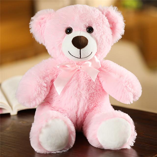 Cute Colorful Bow Tie Bear Doll Plush Toy Hug Bear Doll Children Birthday Gift Rag Doll Teddy Bear Home Living Room Bedroom