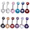 Triple-Claw Round Zircon Belly Button Ring Jewelry Accessory