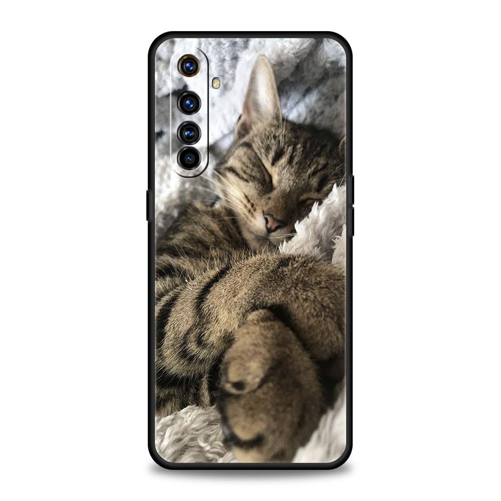 Милый спящий котенок Чехол для телефона Для Realme 12 11 10 9 8 5G 7 6 GT5 GT3 GT2 Pro Plus C21 C25 C35 Для Realme GT Neo 2 3 3T 5 Чехол