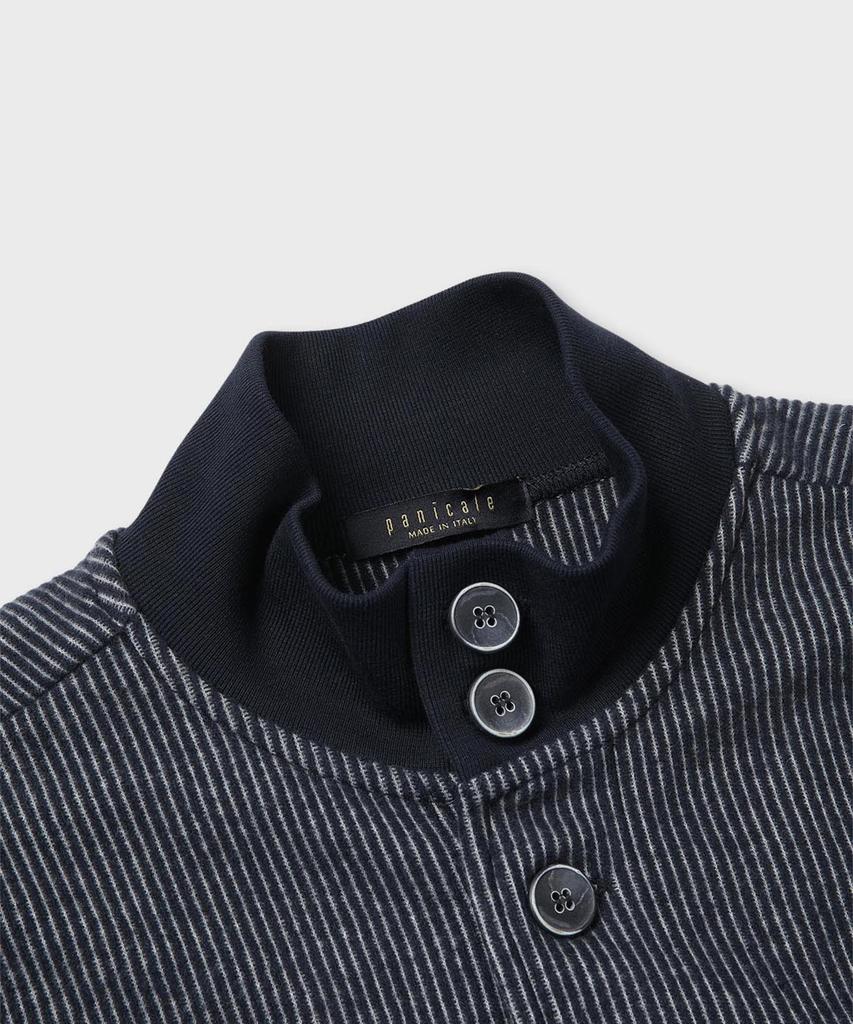 Panicale Textured Cotton Button Bomber Jacket [Navy]