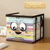 Large Square Book Storage Bag PVC Transparent Lid Design Storage Box Zipper Joyful Face Pattern Organizer Bin Home Organization