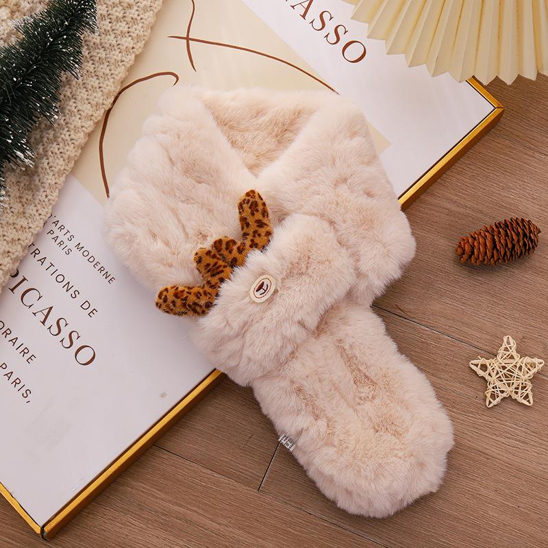 Рождественская атмосфера красный лось рог плюшевый шарф утолщенный шарф женский зимний универсальный студенческий теплый