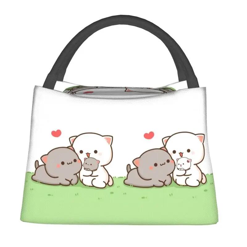 Индивидуальный романтический персиковый и гома моти кошка сумка для обеда женская сумка-холодильник термоизолированный ланч-бокс для офисных поездок