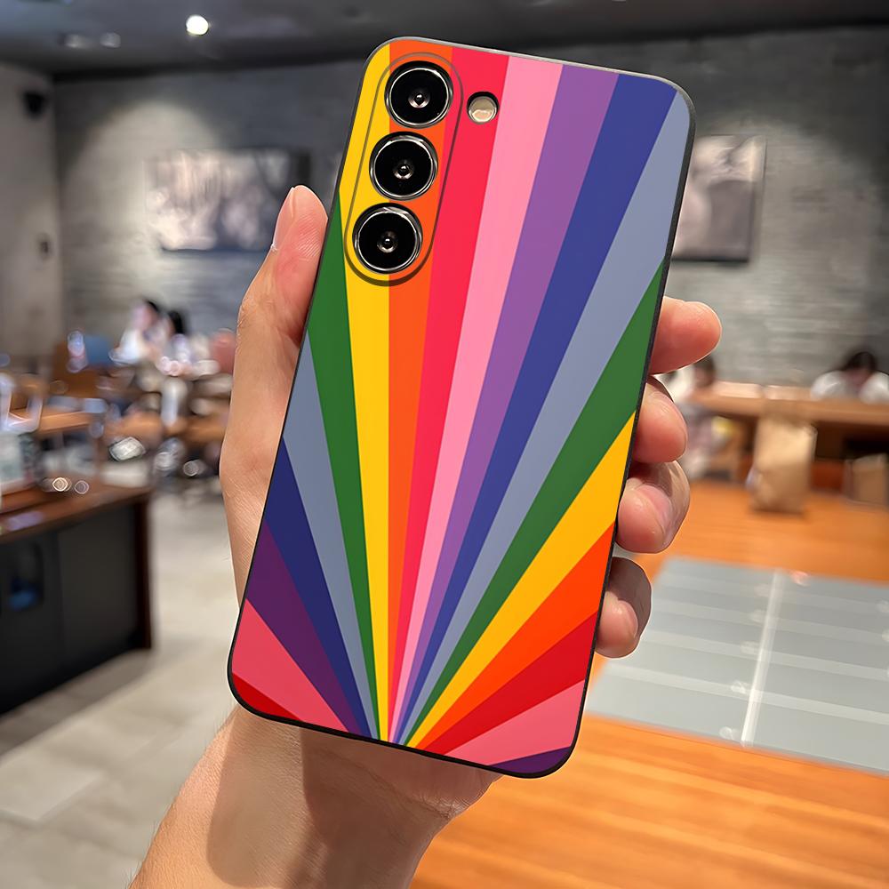 Яркий Радужный Полосатый Чехол Для Телефона Samsung S26 S24 Ultra S25 S23 Fe S22 S20 S21 Plus A16 A54 A34 A53 Задняя Крышка