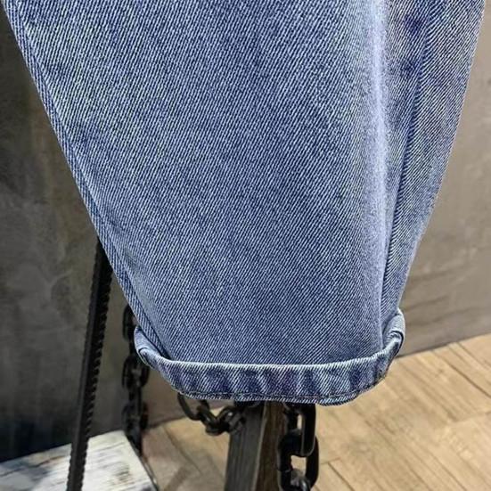 Мужские джинсы-шаровары с эластичной резинкой на талии, регулируемые брюки на молнии и пуговицах, джинсовые брюки с завязками и карманами, сплошной цвет, широкие бедра