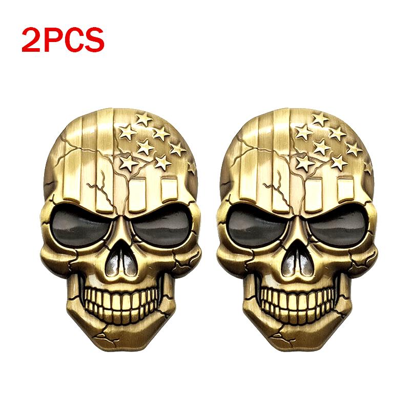 2x 3D Большой Черный Металлический Череп Скелет Злая Кость Эмблема Автомобиля Значок Наклейка