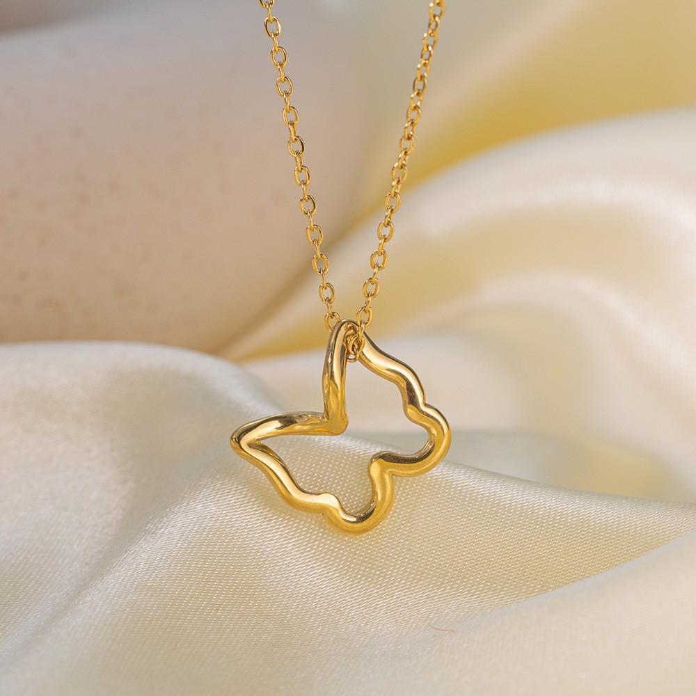 Heart-shaped Necklace & Simple Retro Titanium Steel Earrings - Fashionable, Non-fading Jewelry Set