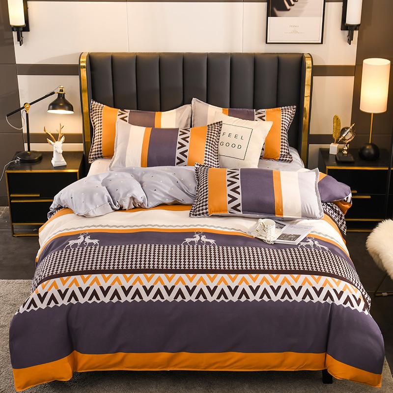 Утолщенный потертый комплект из четырех простых простыней из твила, пододеяльников, постельного белья