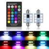 C5W LED RGB Festoon 31mm 36mm 39mm 42mm Car Interior Lights with Remote Control Multicolor Dome Light Reading Lamp Auto 12V