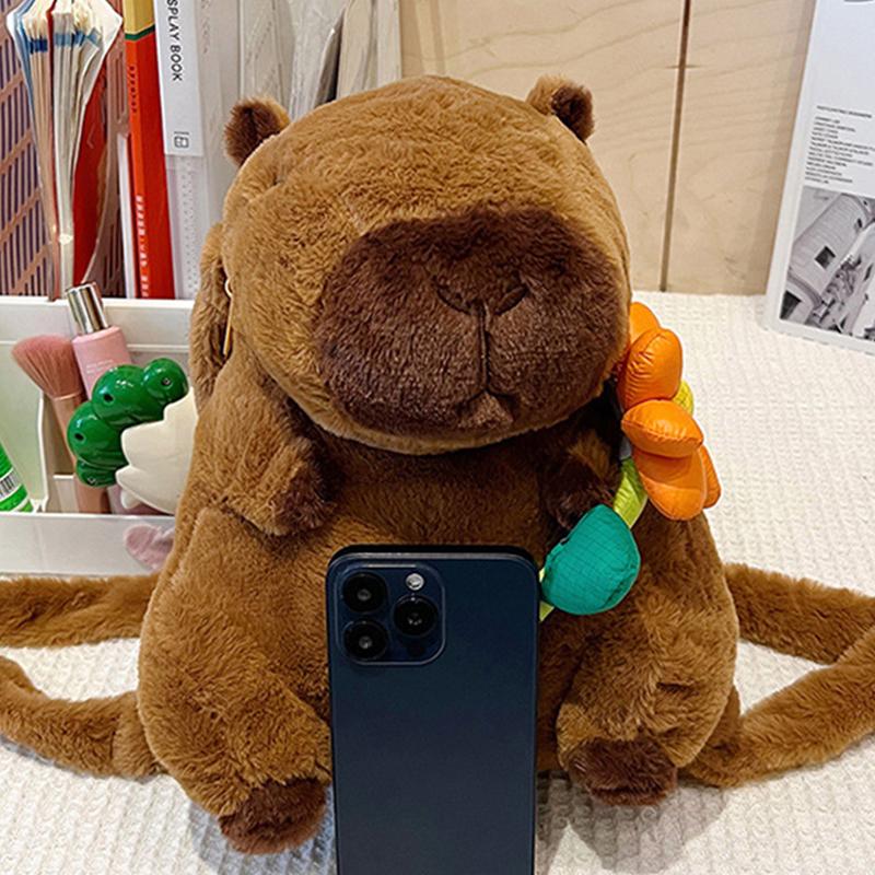 Fashionable Cute Casual Cartoon Capybara Bear Plush Backpack For Women