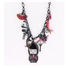 [R6228] - Designer Necklace 'Lilipoupettes' (geisha) Multicolored - 45x20 Mm