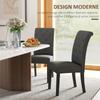 Set of 2 Dining Room Chairs Kitchen Chair Great Comfort Wooden Legs Linen 47 x 61 x 101 cm Dark Grey