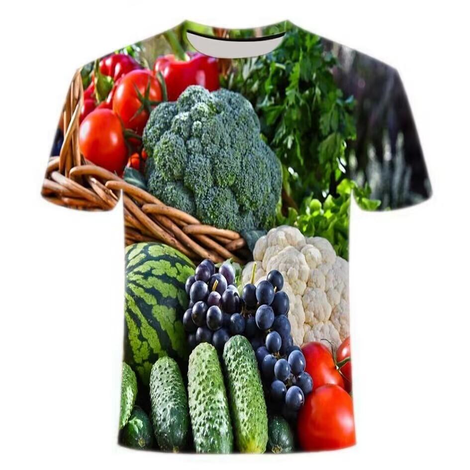 Summer Fruit Vegetable 3D Printed T-Shirts Fashion Oversized Short Sleeved Men's and  Women's Unisex T-shirts
