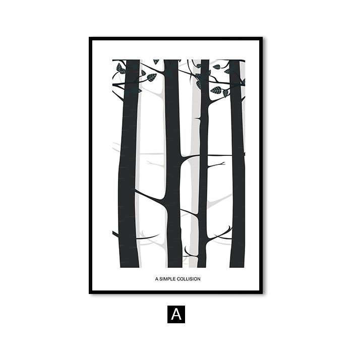 Modern Black White Abstract Tree Canvas Painting Minimalism Wall Art Poster Love Quotes Print Picture for Living Room Bedroom