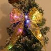 Christmas Ribbon Fairy Light Christmas Decoration DIY Bows String Light Tree Ornaments For Home Xmas Decor New Year Navidad