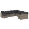 11 Piece Garden Sofa Set with Cushions Grey Poly Rattan