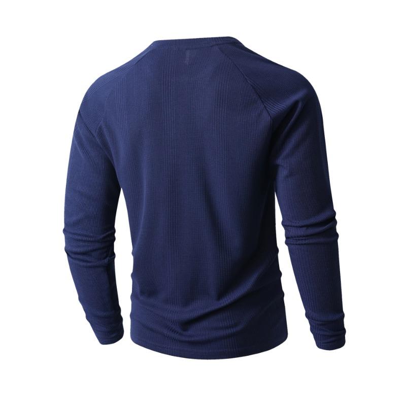 Men S Long Sleeve Striped Round Neck Casual Polo Shirt