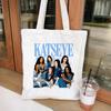 Katseye Kpop Merch Canvas Tote Bag Shoulder Handbag Shopping Bag Large Capacity Eco Friendly Fan Gift White