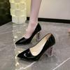 Классические женские туфли на высоком каблуке Весна/Осень новый стиль заостренный неглубокий носок прозрачный толстый каблук модные туфли на высоком каблуке