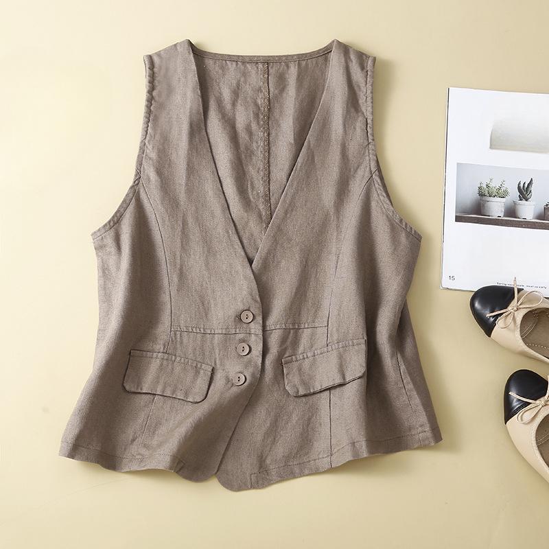 Женские летние винтажные однотонные жилеты без рукавов, топы на бретелях с v-образным вырезом, элегантная рабочая рубашка, модная уличная одежда, сорочка с карманами