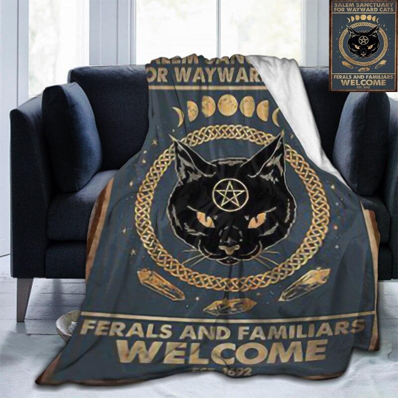Мягкое фланелевое одеяло с черепом Сатаны и котом, всесезонное легкое теплое одеяло для гостиной/спальни