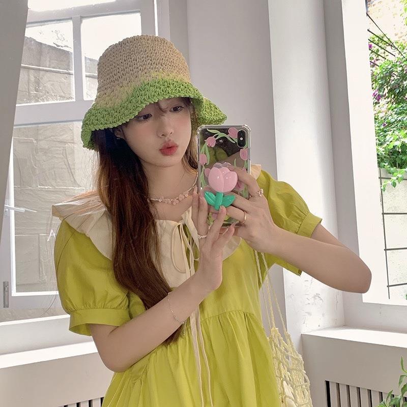 Фиолетовая соломенная шляпа для женщин на летние прогулки, защита от солнца и тень, пляжная шляпа рыбака, цветная плетеная шляпа из травы