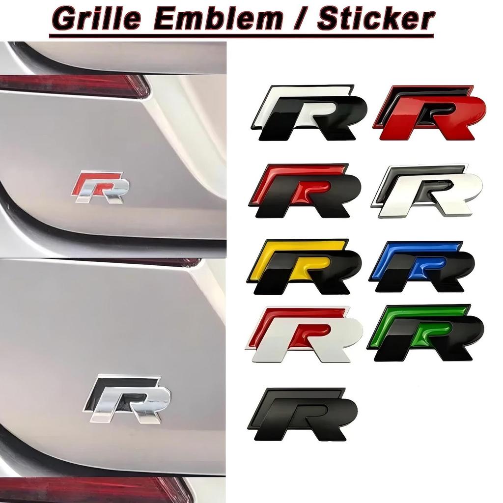 AABIK1 Metal Car Grille Emblem Rear Trunk Badge Stickers for Volkswagen VW R Rline Polo Golf Jetta Beetle CC Bora Tiguan Touran Passat