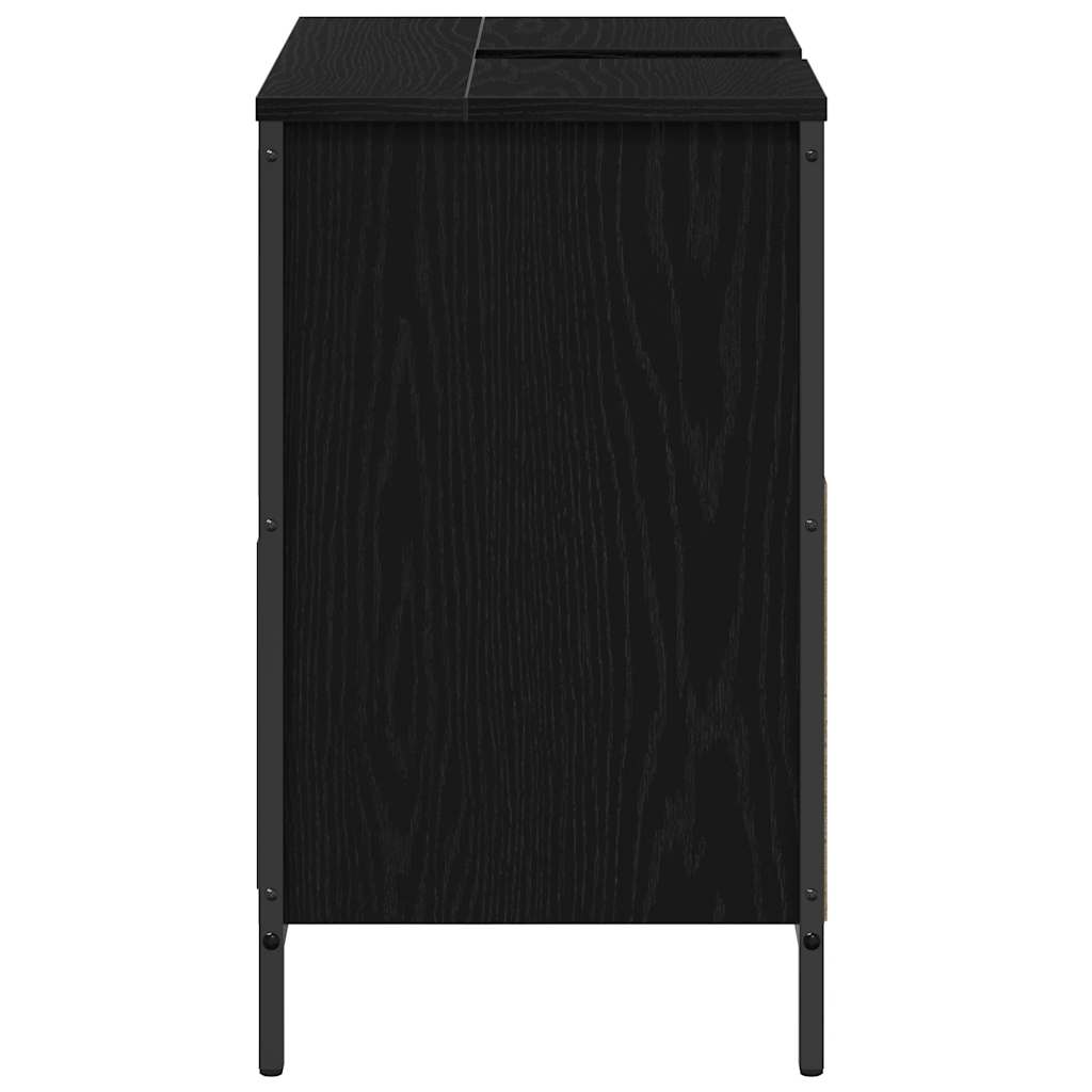Black Oak Effect Bathroom Vanity Unit with Drawers