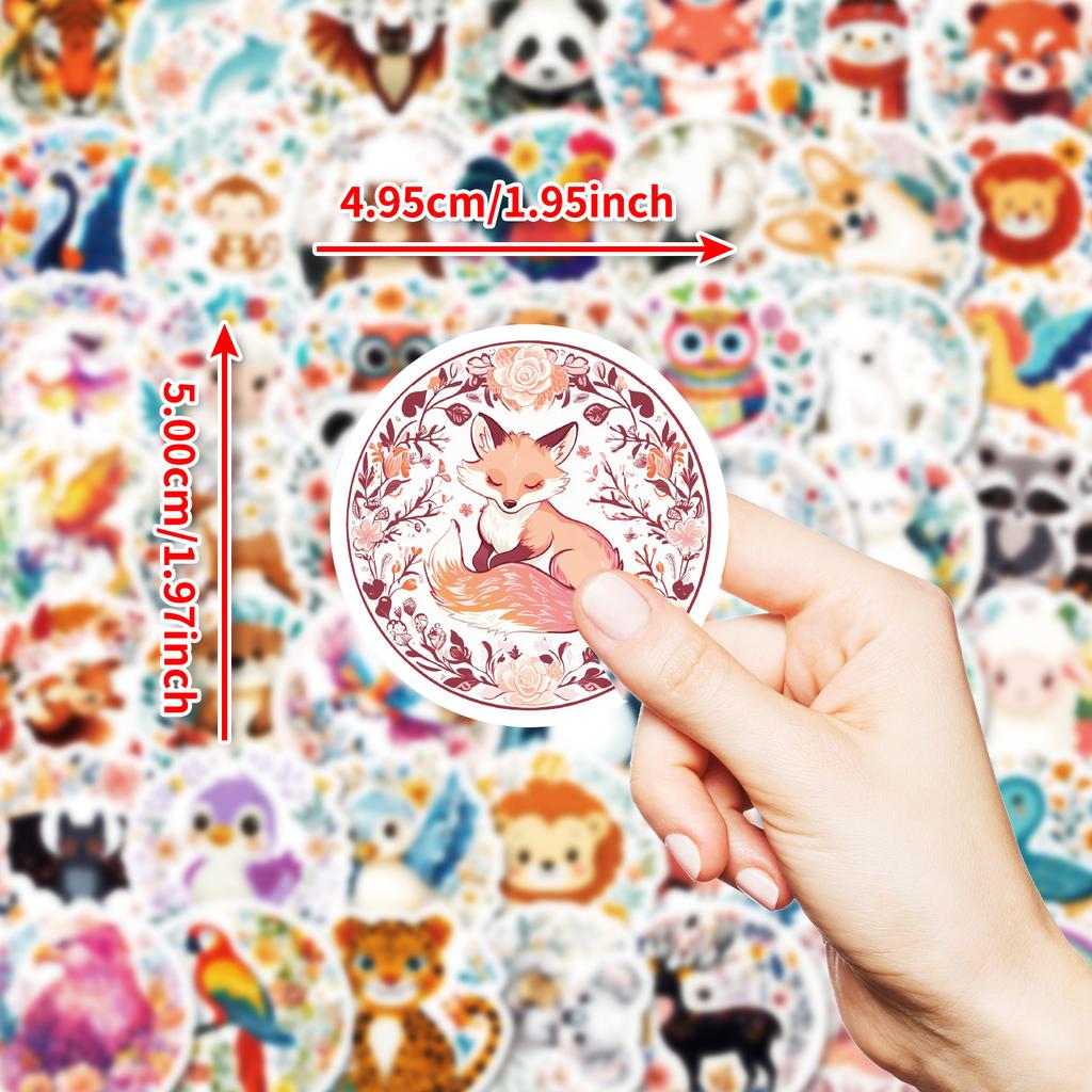 50 Hand-Drawn Cartoon Jungle Animals Mix And Match Graffiti Stickers Waterproof Stickers Decorative Skateboard Water Glasses