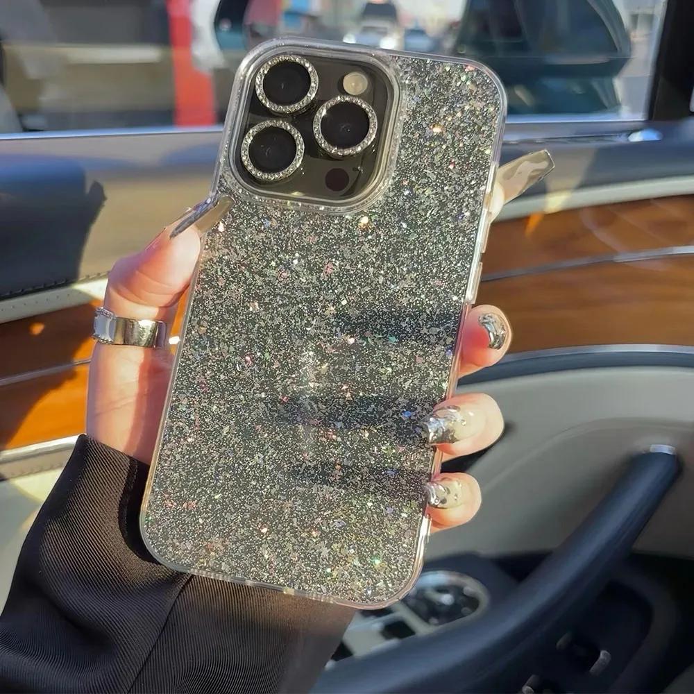 Transparent Glitter Soft Case for For Iphone 13 14 1 16 17 Pro Max 17 Air Plus 11 12 Sparkling Bling Ultra Slim TPU Cover