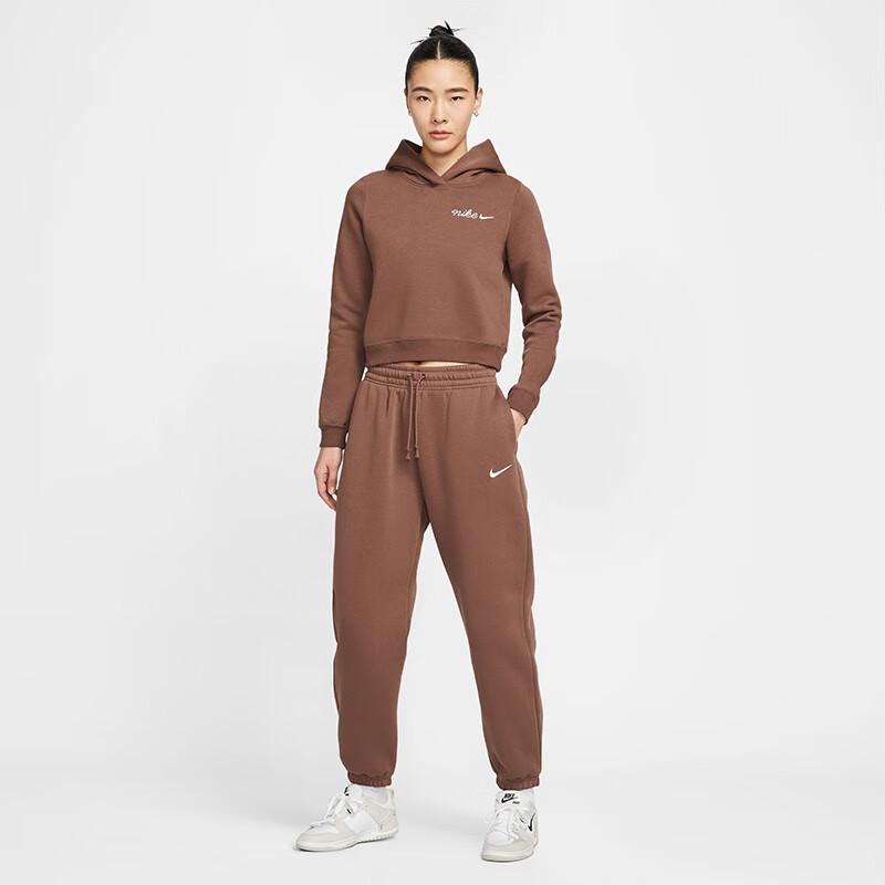 Nike Женские спортивные брюки из вязаного флиса с высокой талией, зауженные