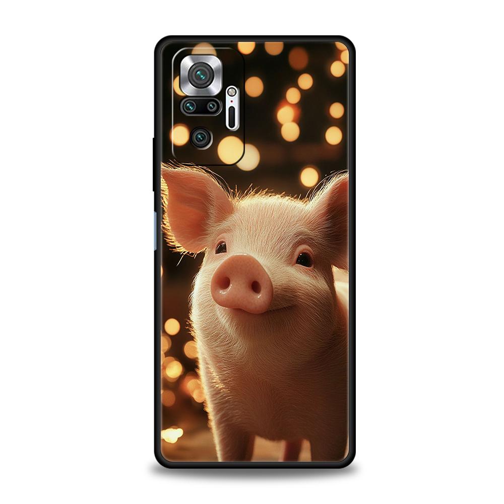 Милый Чехол-Накидка для Телефона в Виде Свиньи для Redmi 14C 10C 9 Note 14 13 12 10 11 Pro Plus K40 K50 Pro Plus 5G Мягкий ТПУ Корпус Fundas Capas Сумки