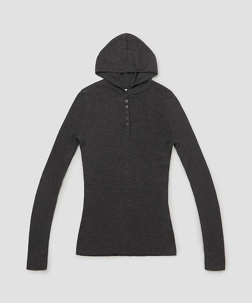 APOEM Buttoned Hoodie Knit Top (3C)