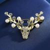 Элегантная брошь с жемчугом и стразами: Дизайн Олень и Кенгуру, Высококачественная брошь-булавка для костюма с защитой от обнажения
